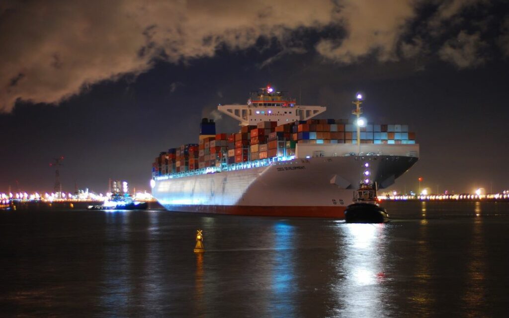 Ship at night